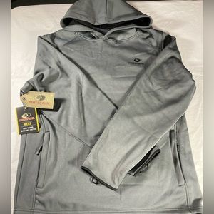 MOSSY OAK  NWT GRAY HOODIE WITH FACE GAITER SCENT CONTROL SIZE MED